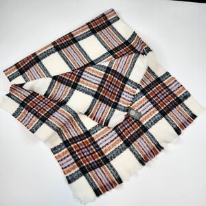 Vince Camuto Soft Warm Plaid Blanket Scarf Brown Orange Pink Blue Black